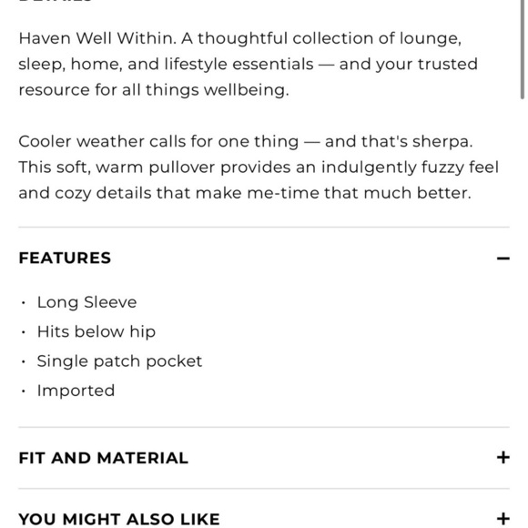 New - Haven Well Within SHERPA FUNNEL NECK PULLOVER - Picture 7 of 7